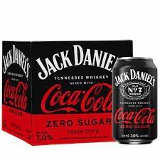 Jack Daniels Whiskey & Coke Zero 4pk (4 pack bottles) (4 pack bottles)